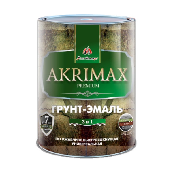 Грунт эмаль по ржавчине 3в1 черная 1,7кг глянец б/с 8ч Akrimax Premium