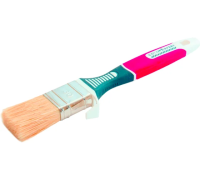 Кисть плоская 30х 9мм прорезиненная ручка смешанный ворс красная Color Expert  