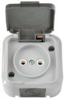 Розетка о/у 1-мест с/з с крышкой IP54 белая Пралеска-Аква Bylectrica