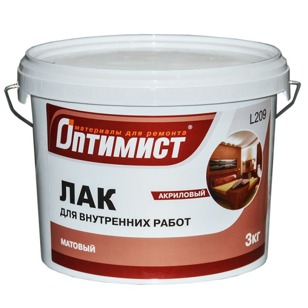 Лак акриловый для внутренних работ 3,0кг L209 мат.  Оптимист