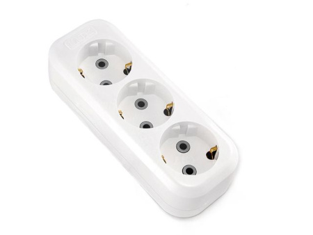 Колодка 16А  3 гнезда белая с з/к 220В Эксперт EKF